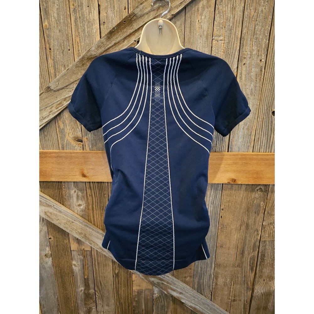 Athleta Navy Short Sleeve Workout Yoga Running Top Medium - Picture 2 of 7